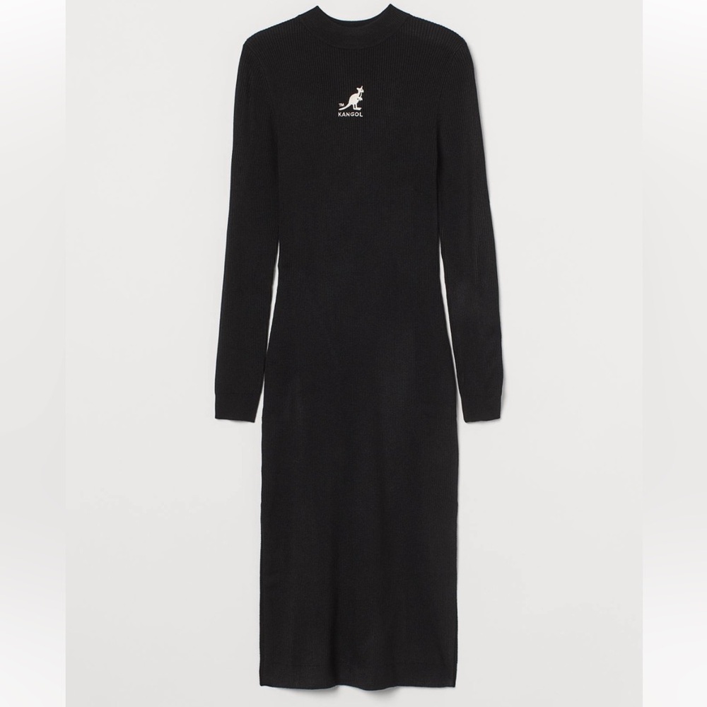 Kangol x H&M midi bodycon black dress size s/m